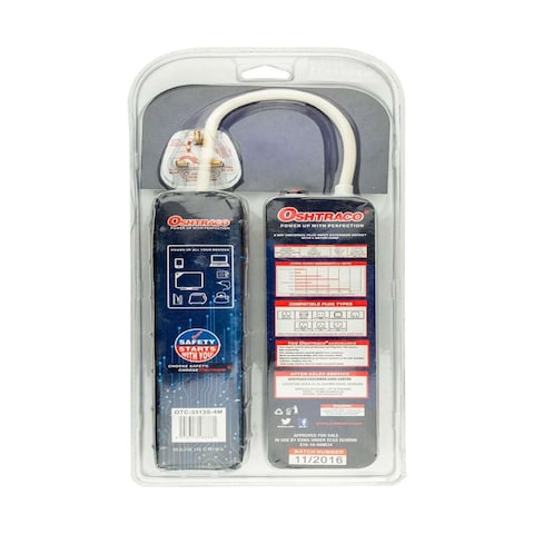 Oshtraco 3 Way Switch Extension Cord 4m Assorted