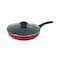 Homeway 30cm Non-Stick Frying Pan With Vented Glass Lid, Heat Resistant Handle, 3 Layer Non-Stick Coating, Lightweight Design, Red &amp; Black - HW1103