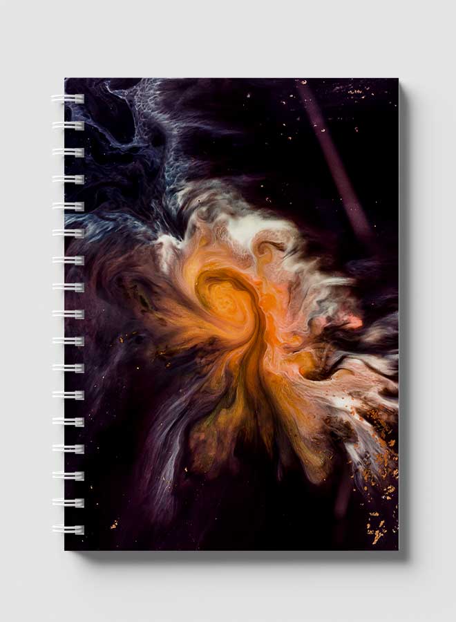 Lowha Spiral Notebook With 60 Sheets And Hard Paper Covers With Space Texture Design, For Jotting Notes And Reminders, For Work, University, School