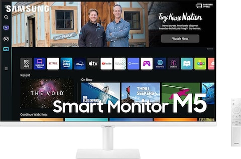 Samsung 27&quot; Inch White Smart Monitor 27Bm501, Smart TV Experience, Remote And Speaker, Wired &amp; Wireless Connectivity With Mobile, Laptop, PC, WiFi &amp; Bluetooth, Ls27Bm501Emxue