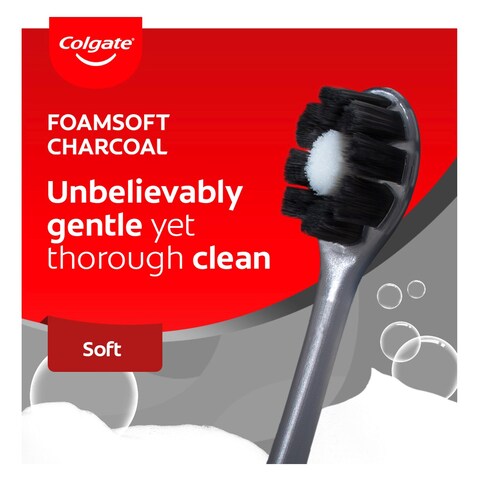 كولغيت فوم سوفت فرشاة أسنان بالفحم فائقة الكثافة رقيقة وناعمة - متعدد الألوان 2 قطع
