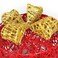 Round Light Up Gift Box Red &amp; Gold Colour Warm LED Fairy Lights Openable Top Cover 20x20cm