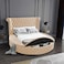 In House Lotus Velvet Bed Frame - Queen - 200x160 cm - Beige