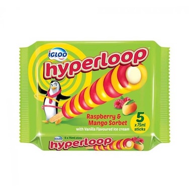 Igloo Hyperloop Ice Cream Stick With Raspberry &amp; Mango Sorbet 75mlx5 Pieces