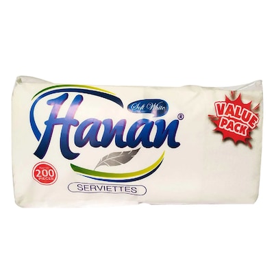Hanan Soft White Serviettes Value Pack 200 Sheets