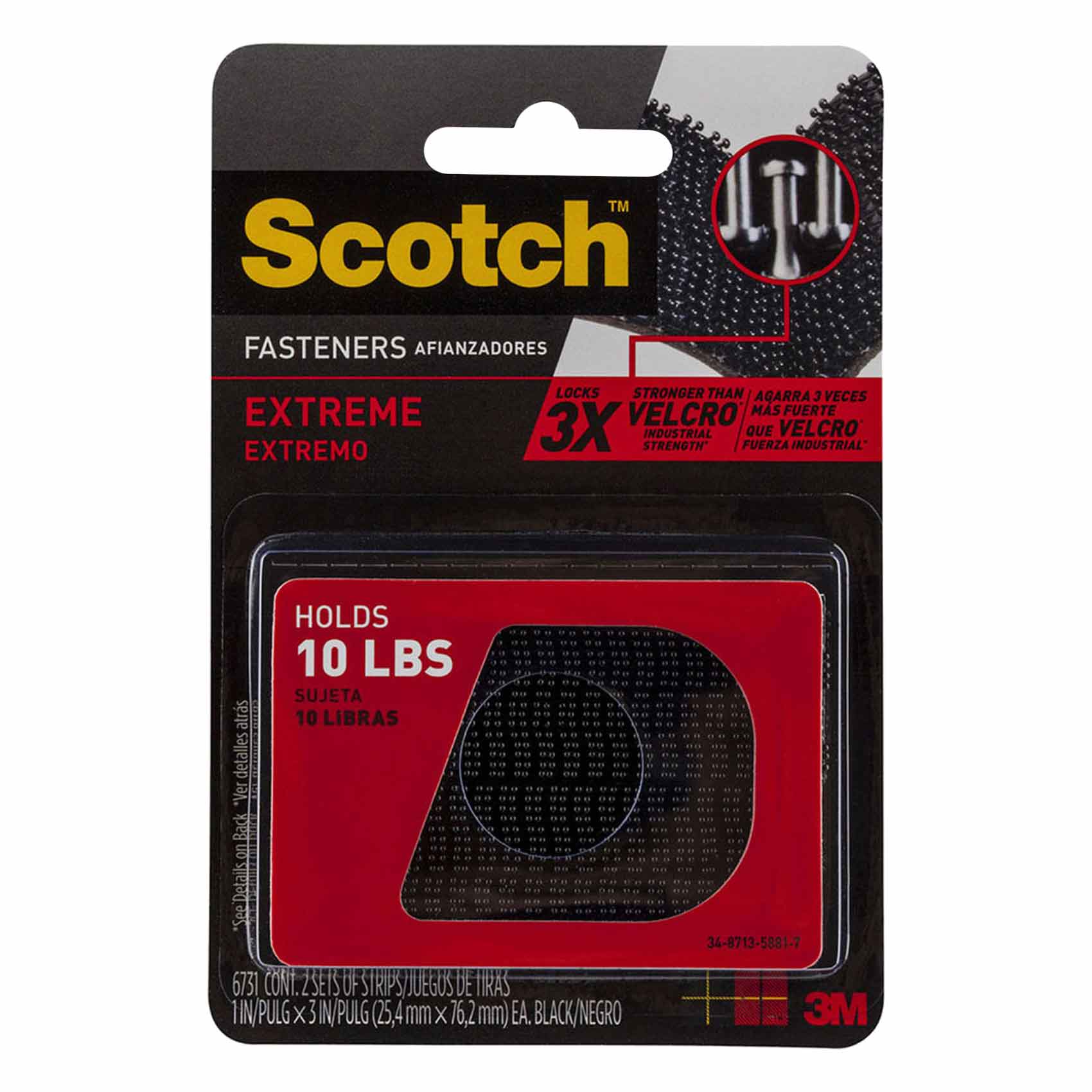 3M Velcro Scotch Fastener Extreme RF6731 2 Set  Black