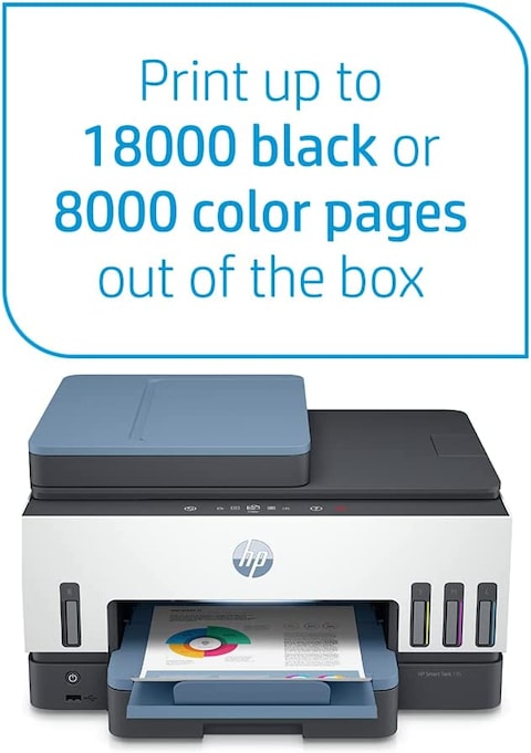 HP Smart Tank 795 All-In-One Printer Wireless, Print, Scan, Copy, Fax, Auto Duplex Printing, Auto Document Feeder, Print Up To 18000 Black Or 8000 Color Pages, White/Blue, [28B96A]