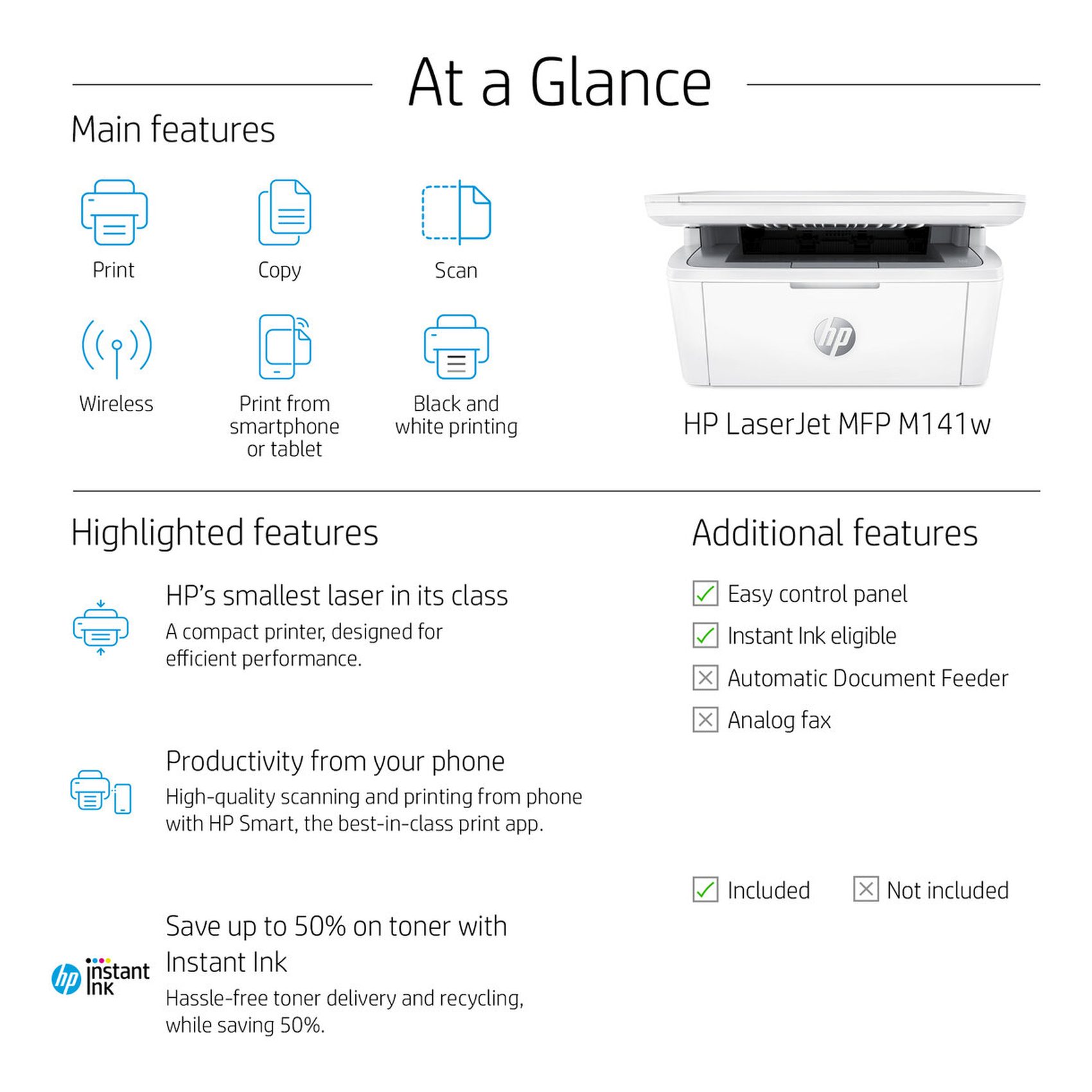 HP LaserJet Printer MFP M141W White