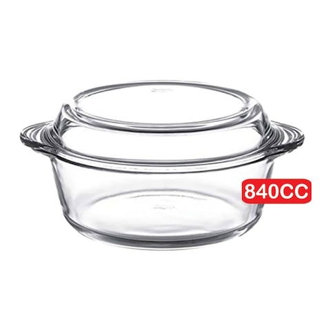 Borcam Rounded Oven Dish + Glass Lid - 840 CC