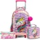 Eazy Kids - 16" Set of 3 Trolley School Bag Lunch Bag &amp; Pencil Case Unicorn Chrome - Blue