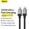 Baseus Type C to Type C 100W Cable, Ultra Fast PD Type C Charger for iPhone 15 Pro iPhone 15 Pro Max, 15 Plus MacBook Pro, iPad Pro 2022, iPad Air 5, S23 Ultra, Pixel, PS5, Switch, etc. 2M Black Black