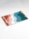 Lowha Decorative Acrylic Serving Tray With Gold Metal Handles And Colorful Painted Waves Design 20x30 cm
