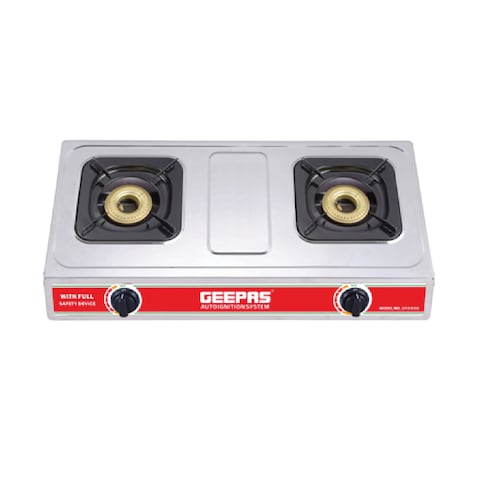 Geepas GK6898 2-Burner Gas Hob/Burner, Durable Stainless Steel Gas Range with Auto Ignition, Home,Outdoor Grill, Camping Stoves| 2 Year Warranty