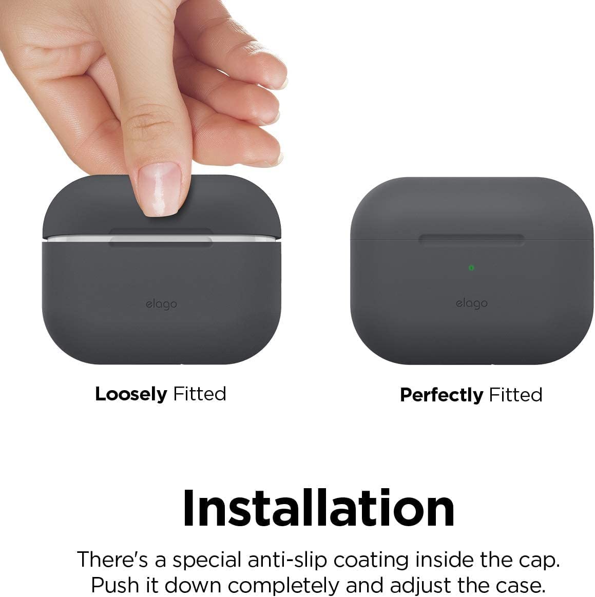 Elago Silicone Hang designed for Airpods Pro 2nd Gen (2022) case cover with Carabiner - Dark Grey