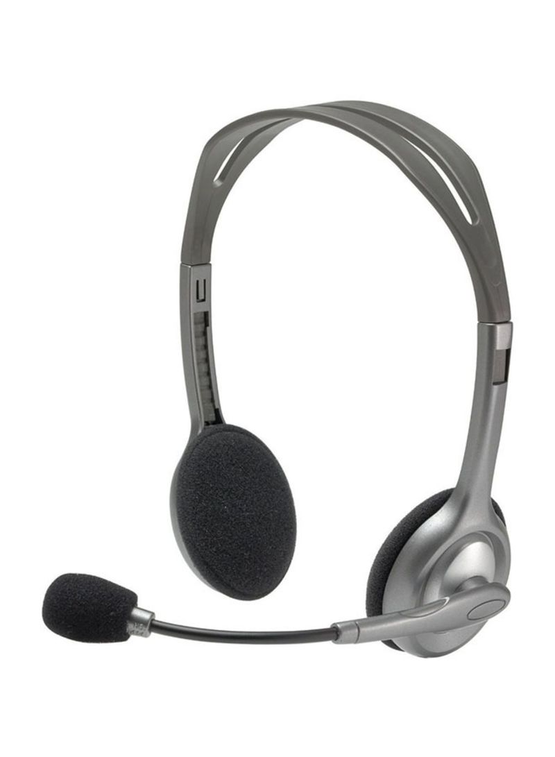 Logitech H110 Stereo Wired On-Ear Headphones Grey/Black