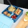 Eazy Kids 3/4 Convertible 1600ml Jumbo Bento Lunch Box with 290ml Leakproof SS Gravy Bowl, Spoon &amp; Fork Set with Pouch - Blue