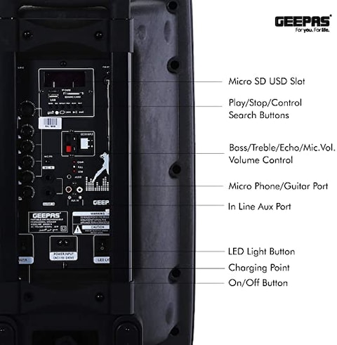 Geepas Gms8519 Rechargeable Trolley Speaker