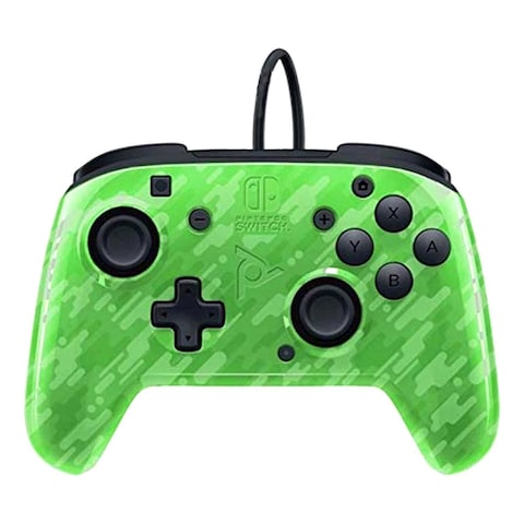 PDP Faceoff Deluxe+ Audio Wired Controller For Nintendo Switch Camo Green