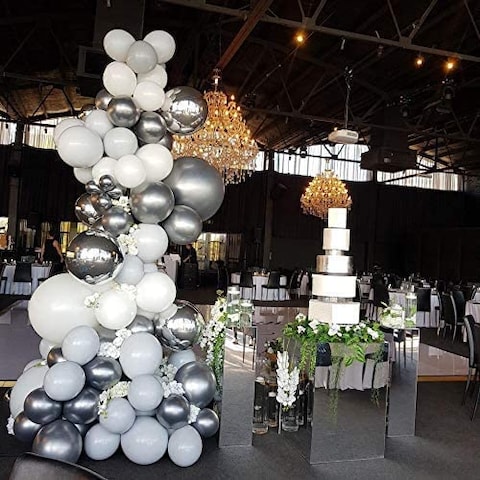 Erweicet 12Inch Chrome Metallic Silver Balloons For Party 50 Pcs Thick Latex Balloons For Party Decorations (Silver)
