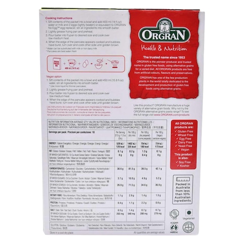 Orgran Gluten Free Apple And Cinnamon Pancake Mix 325g