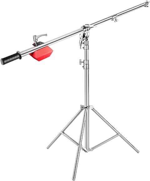 Coopic L2188 Stainless Steel Boom Light Stand Max Height 71Inch/180Cm With 88Inch/224Cm Holding Arm, 4 Kilograms Counter Weight Light Stand For Monolight Strobe Light Ring Light Softbox And More