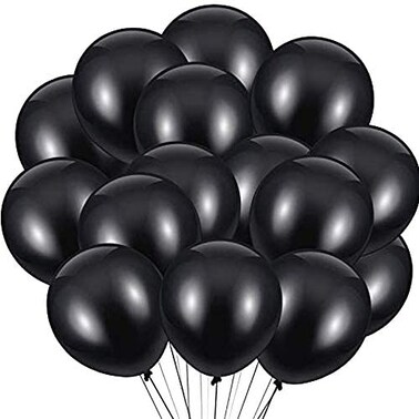 AnnoDeel 50pcs 12inch Black Balloons Black Latex Balloons Decorations for Wedding Halloween Birthday Party Supply