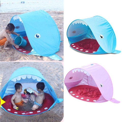 Baby Beach Tent with Pool, Pop Up Beach Play Tents for Toddler or Infant Portable Baby Sun Shelter Tent UV Protection (Pink)