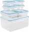 Mondex 7 pieces Clip Lock Storage Set, with air vent Light Blue /Clear