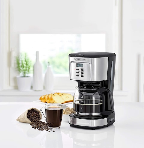 Black &amp; Decker 900W 12 Cup 24 Hours Programmable Coffee Maker With 1.5L Glass Carafe, Black - Dcm85-B5, 2 Years Warranty