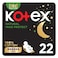 Kotex Natural Maxi Protect Thick Pads, 100% Cotton Pad, Overnight Protection Sanitary Pads with Wings, 22 Sanitary Pads