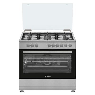 Indesit 5-Burners Gas Cooker With Grill IM9GC1KCXME Silver 90cm