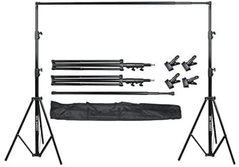 COOPIC S06 2.8 X 3.2 meters Heavy Duty Adjustable Backdrop Support System Photography Studio Video Stand with 4 Heavy Clamps and 1 Carrying Bag (S06 1 KIT)