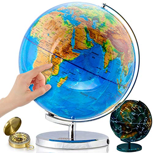 Get life Basics World Globe with Illuminated Constellations &ndash; 13&rdquo; Light Up Globe for Kids &amp; Adults &ndash; Interactive Earth Globe Makes Great Educational Toys, Office Supplies, Teacher Desk D&eacute;cor, More by
