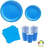 Buy Party Time 48-Pieces Complete Party Pack Dark Blue 9" Dinner Paper Plates , 7" Dessert Paper Plates, 9 oz Cups, 2 Ply Napkins - Birthday Party Tableware Set, Dark Blue Party Theme in UAE