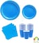 Party Time 48-Pieces Complete Party Pack Dark Blue 9" Dinner Paper Plates , 7" Dessert Paper Plates, 9 oz Cups, 2 Ply Napkins - Birthday Party Tableware Set, Dark Blue Party Theme