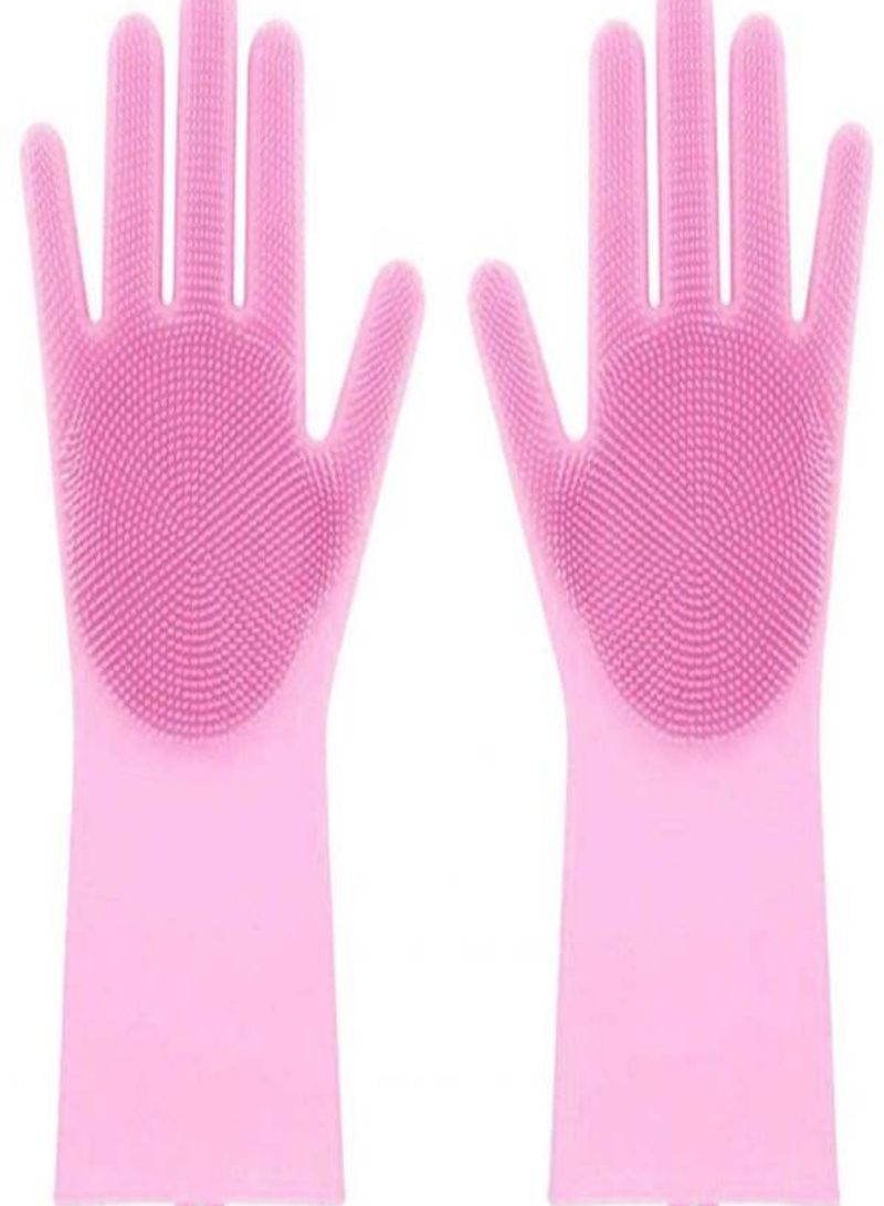 Generic 2-Piece Silicone Scrubbing Gloves Set Pink