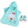 Milk&amp;Moo Kids Poncho and House Slippers Set Sailor Octopus, Ultra Soft and Absorbent Fabric, %100 Cotton, Fun Animal Design, Suitable for 4-6 Year Old Children, Blue