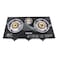 Geepas GK6880 Triple Burner Gas Cooker with Tempered Glass, Triple Burner Gas Stove, Tempered Glass Top, Brass Burner, Auto-Ignition, Thick Pan Support, High-Quality Knobs, Low Gas Consumption