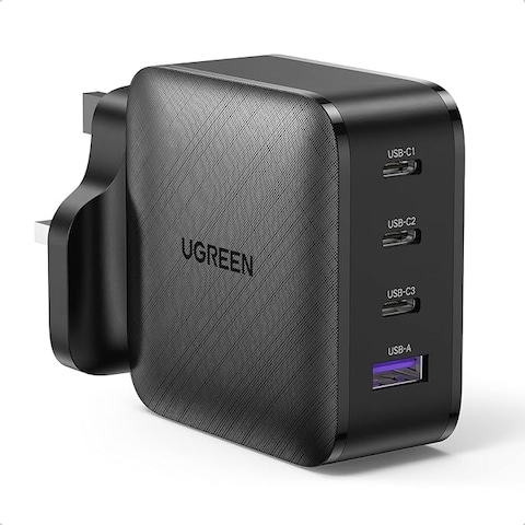 UGREEN 4 منافذ USB C GaN شاحن قابس نوع C سريع الجدار الرئيسي محول توصيل الطاقة لأجهزة الكمبيوتر المحمولة iPad وiPhone وSamsung وHuawei وOneplus وXiaomi وDell وLenovo