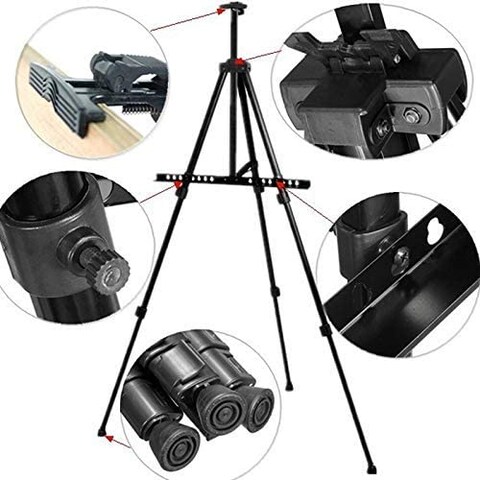 Generic 420 mm X 594 mm Black Outdoor Aluminum Alloy Folding Easel Easel Adjustable Tripod Display Stand And Carrying Bag