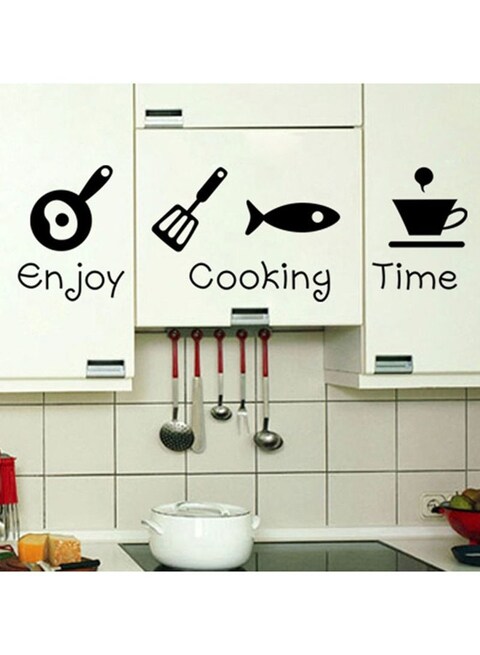 Spoil Your Wall 3-Piece Enjoy Cooking Time Kitchen Wall Sticker Black 30x100cm