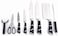 DESSINI - 9 Pcs Kitchen Knife Set With 360&deg; Rotating Acrylic Stand - Black - 24 cm