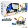 Fitto Convertible roller coaster truck, rollercoaster race toy play set, With Mini racing cars and helicopter Vehicle for Kid Child Boy for 3 4 5 6 Year Old Boys Girls Best Toys Blue