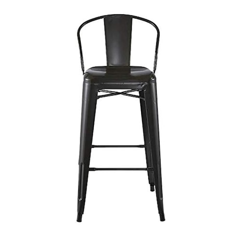 LANNY Modern Light Weight Industrial Metal Barstools 4 Leg Design with Back Support D9, for Home/office/Restaurant/Desk/Bar/Caferteria/Kitchen/Coffee, Matt Black