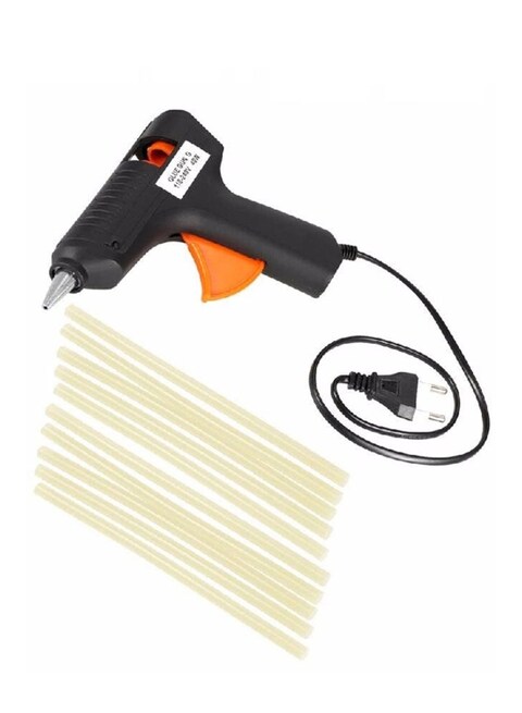 Generic Hot Melt Glue Gun With 10 Glue Sticks Black/Orange