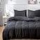 Luna Home Premium Single Size 4 Pieces Bedding Set Without Filler, Plain Black Color