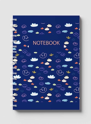 Lowha Spiral Notebook With 60 Sheets And Hard Paper Covers With Doodle Shapes Design, For Jotting Notes And Reminders, For Work, University, School