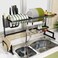Generic Dish Drying Rack Over Sink Display Stand Drainer Stainless Steel Kitchen Supplies Storage Shelf Utensils Holder (Black)