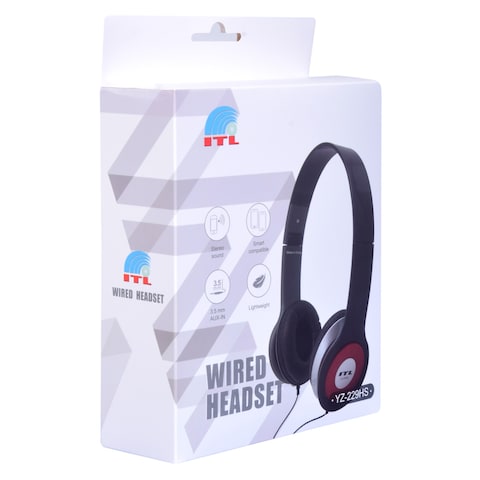 اي تي ال سماعة رأس سلكية مزودة بميكروفون YZ-229HS، لون أسود