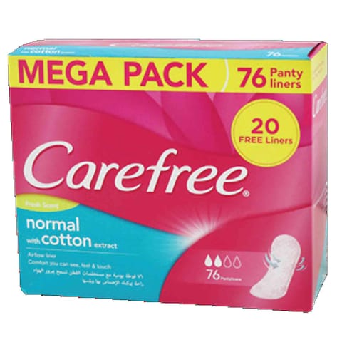 Carefree Pantyliners Normal With Cotton 76 Pads